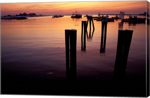 Framed Sunrise on Boats, New Hampshire Print