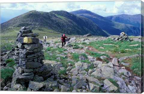 Framed Backpacking on Gulfside Trail, Appalachian Trail, Mt Washington, New Hampshire Print