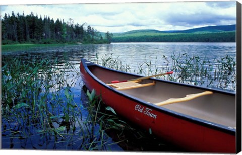 Framed Canoeing on Lake Tarleton, White Mountain National Forest, New Hampshire Print