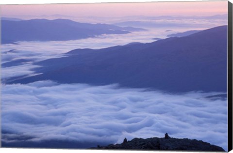Framed Fog in the Valleys Below Mt Madison, White Mountains, New Hampshire Print