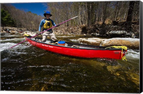 Framed Poling a Canoe on the Ashuelot River in Surry, New Hampshire Print