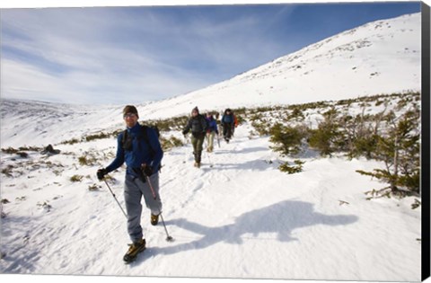 Framed Winter Hiking near Lion Head, Mount Washington, White Mountain National Forest, New Hampshire Print