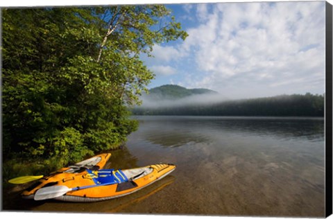 Framed Kayak, Mirror Lake, Woodstock New Hampshire Print