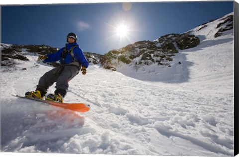 Framed Snowboarder in Tuckerman Ravine, White Mountains National Forest, New Hampshire Print