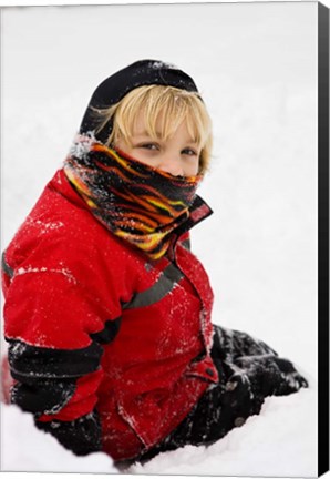 Framed Child in snow, Portsmouth, New Hampshire Print