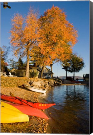 Framed Kayaks, Lake Winnipesauke, New Hampshire Print