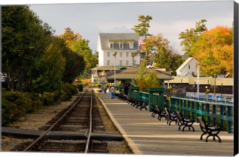 Framed Scenic railroad at Weirs Beach, New Hampshire Print