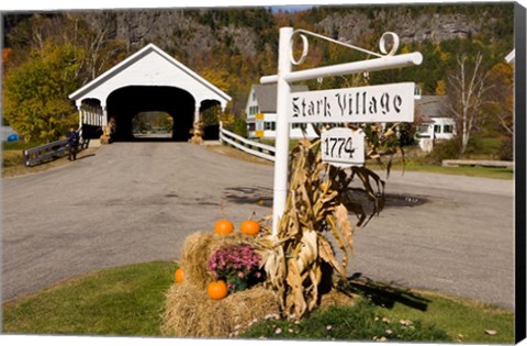 Framed Covered Bridge in downtown Stark, New Hampshire Print