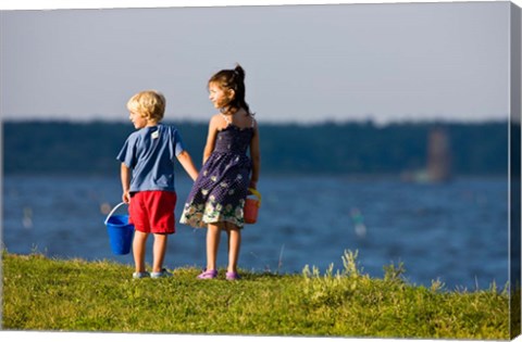 Framed Children, Odiorne State Park, New Hampshire Print