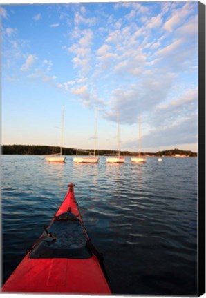 Framed Kayak, sailboats, Portsmouth, New Hampshire Print