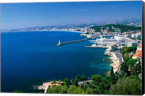 Framed Aerial View of the Port, Nice, France Print