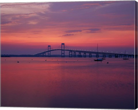 Framed Newport Bridge at sunset, Newport, Rhode Island Print