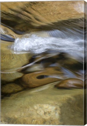 Framed New Hampshire Abstract design formed by rock and rushing water of the Swift River, White Mountain NF Print