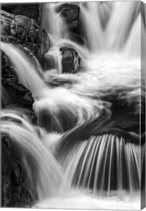 Framed New Hampshire. Black and White image of waterfall on the Swift River, Rocky Gorge, White Mountain NF Print