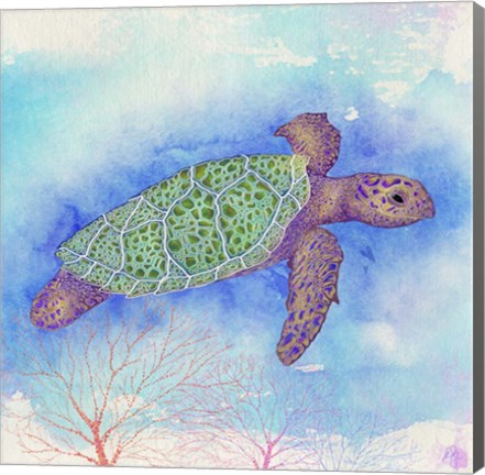 Framed Bright Sea turtle Print