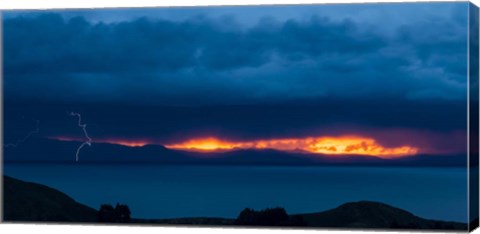 Framed Lightning over Isla Del Sol, Lake Titicaca, Bolivia Print