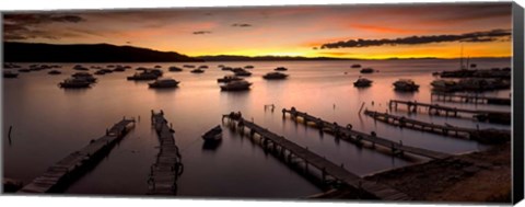 Framed Jetties at Sunset, Copacabana, Lake Titicaca, Bolivia Print