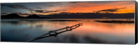 Framed Weathered Jetty at Sunset, Copacabana, Lake Titicaca, Bolivia Print