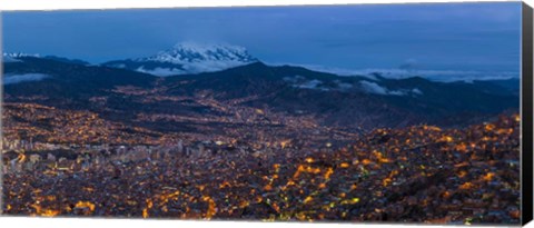 Framed Aerial view of El Alto at Night, La Paz, Bolivia Print