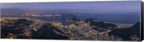 Framed Aerial view of city from Christ the Redeemer, Corcovado, Rio de Janeiro, Brazil Print