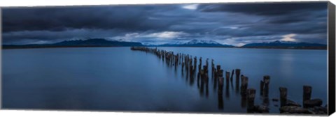 Framed Snowcapped Mountain and Lake at Dusk, Patagonia, Chile Print