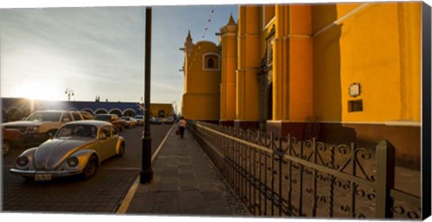 Framed Volkswagen Beetle, Parroquia De San Pedro, Cholula, Mexico Print