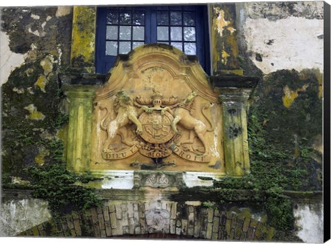 Framed British Coat-of-Arms on Warehouse in the City of Galle, Southern Province, Sri Lanka Print