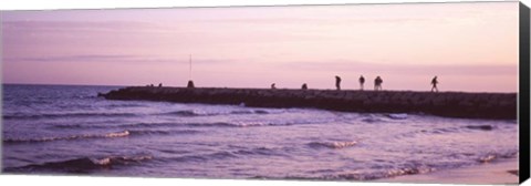 Framed Jetty in the Sea, Barcelona, Spain Print