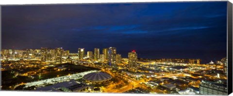 Framed Downtown Honolulu Lit-Up at Night, Oahu, Hawaii Print