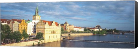 Framed Waterfront, Prague, Czech Republic Print