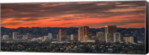 Framed Century City, Hollywood Hills, Los Angeles, California Print