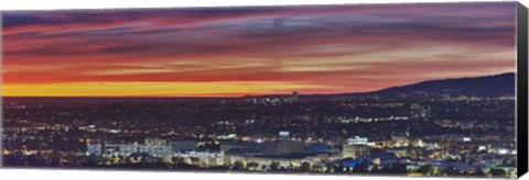 Framed Los Angeles at Night, California Print