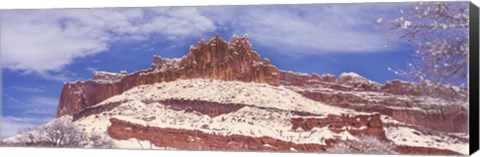 Framed Snow Covered Cliff in Capitol Reef National Park, Utah Print