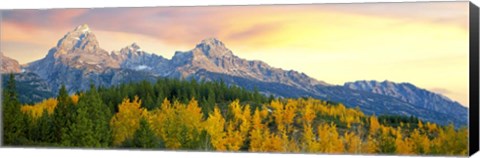 Framed Sunrise Over Mountain Range, Grand Teton National Park, Wyoming Print