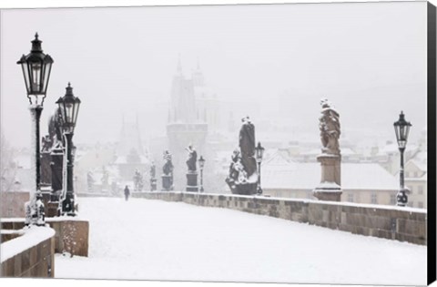 Framed Charles Bridge in Winter, Prague Print