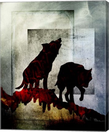 Framed Pair Of Wolves Print