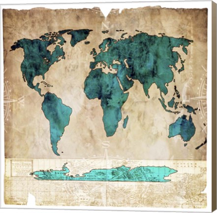 Framed Sea Map I Print