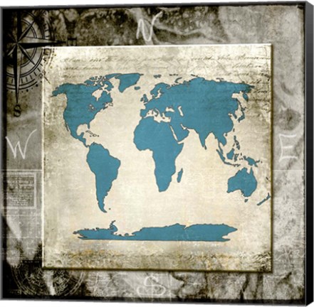 Framed Sea Map II Print