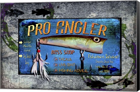 Framed Fishing - Bass Lure Poppy Sign Print