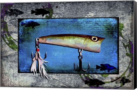 Framed Fishing - Bass Lure Poppy Print