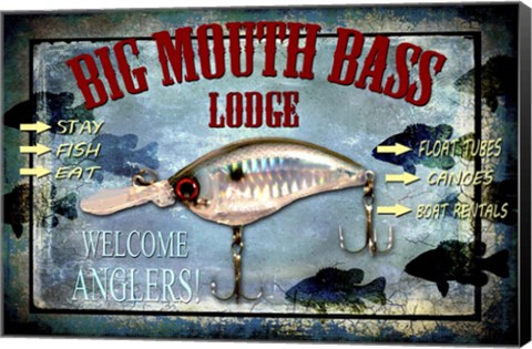 Framed Fishing - Big Mouth Lodge Print