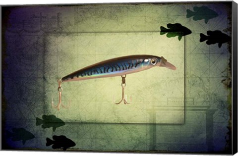 Framed Fishing - Deep Blue Print