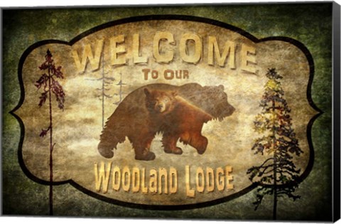 Framed Welcome - Lodge Bear Print