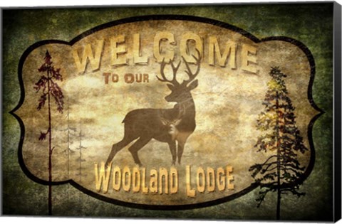 Framed Welcome - Lodge Deer Print