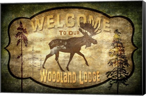 Framed Welcome - Lodge Moose Print