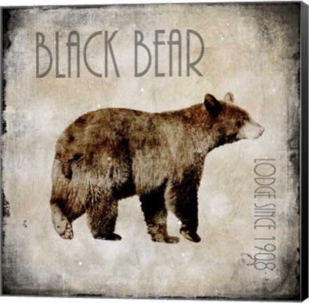 Framed Moose Lodge 2 - Black Bear Print