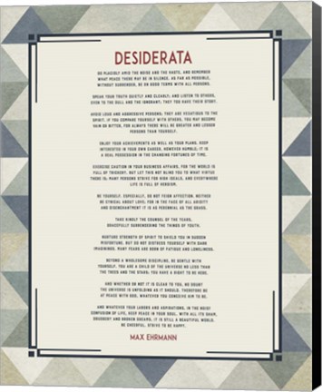 Framed Desiderata Triangle Pattern Frame Blue Print