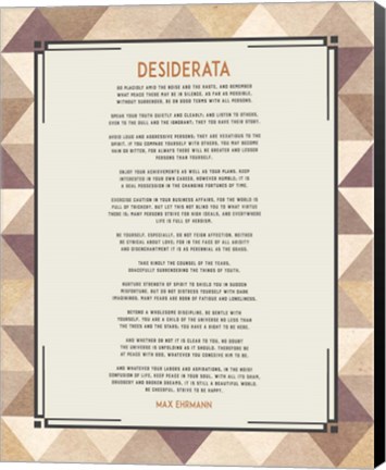 Framed Desiderata Triangle Pattern Frame Beige Print