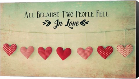 Framed Two People Fell in Love Cotton Hearts Print