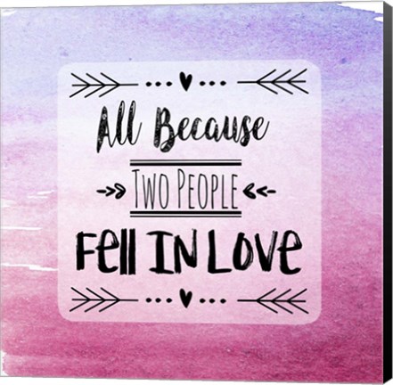 Framed Two People Fell in Love Magenta Ombre Print